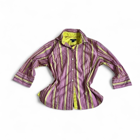 Westbound Purple and Yellow Striped Long Sleeve Top - Picture 1 of 6